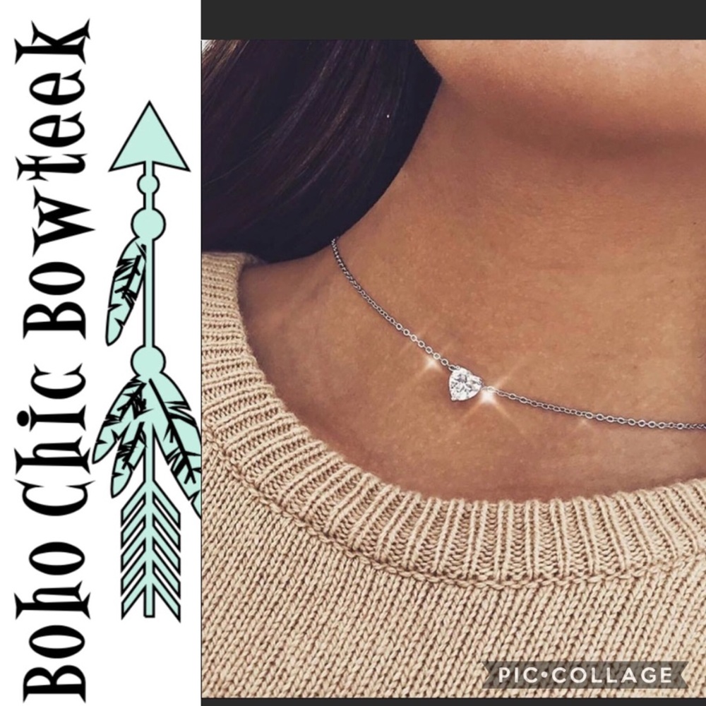 🏆🎁Dainty CZ Heart Choker Necklace